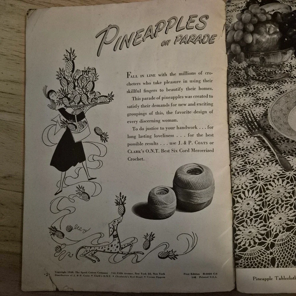 Vintage Pineapples‎ on Parade Crochet Pattern Book Coats & Clarks 1948